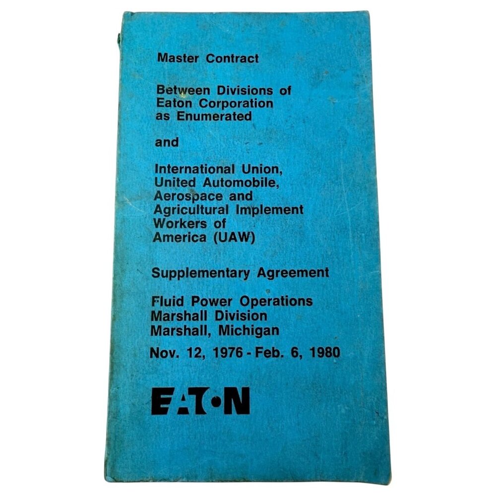 VTG Eaton Corporation & UAW Master Contract 1976-80 Fluid‎ Power Operation MI